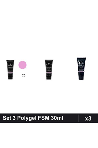 FSM Set 3 Polygel 30ml - Nr.26, Nr.01 CLEAR, Nr.22 - Constructie Unghii