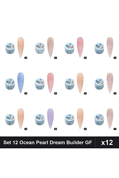 global fashion Set 12 Ocean Pearl Dream Builder 15g - Nr.04, Nr.06, Nr.07, Nr...