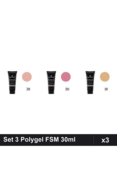 FSM Set 3 Polygel 30ml - Nr.28, Nr.20, Nr.18 - Constructie Unghii