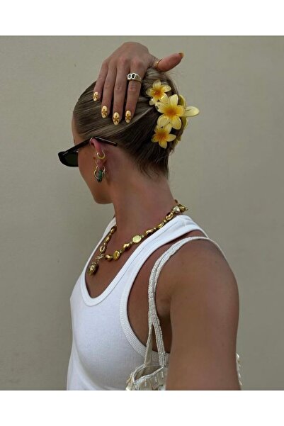 YOYYO Kadın Tropikal Plumeria Çiçekli Mandal Toka / Frangipani Sahil Tokası