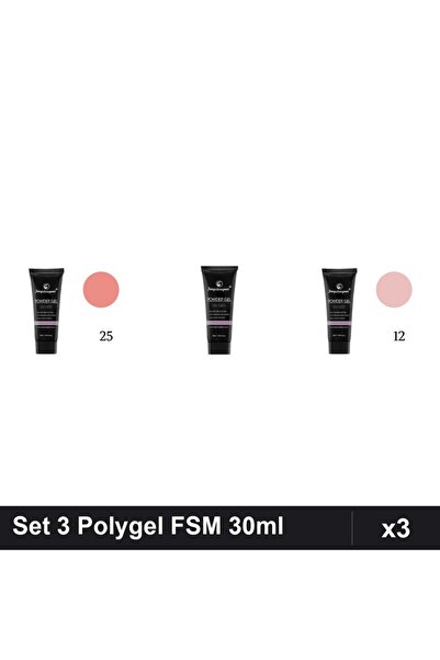 FSM Set 3 Polygel 30ml - Nr.25, Nr.01 CLEAR, Nr.12 - Constructie Unghii