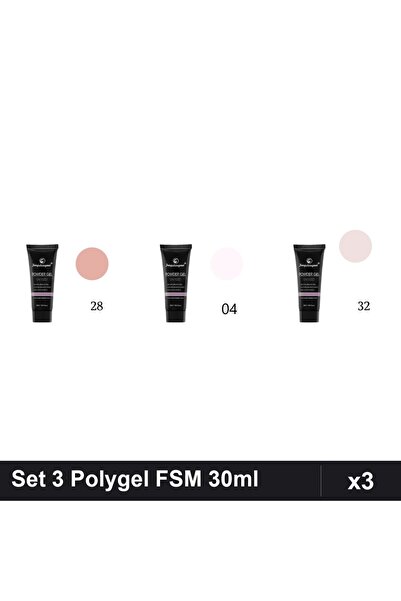 FSM Set 3 Polygel 30ml - Nr.28, Nr.04, Nr.32 - Constructie Unghii
