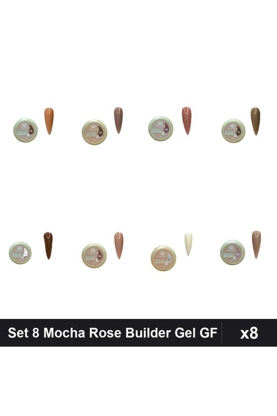 global fashion Set 8 Mocha Rose Builder Gel 15g - Nr.01 Nr.03 Nr.04 Nr.05 Nr....