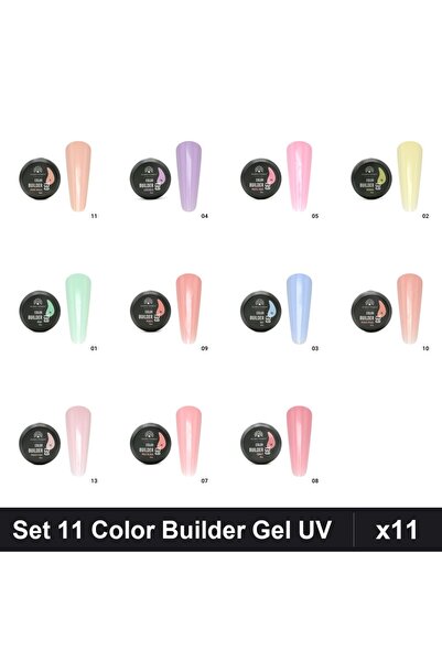global fashion Set 11 Color Builder Gel UV 15g - Nr.01 Nr.02 Nr.03 Nr.04 Nr.0...