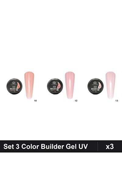 global fashion Set 3 Color Builder Gel UV 15g - Nr.10, Nr.12, Nr.13