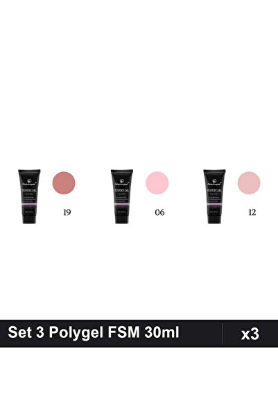 FSM Set 3 Polygel 30ml - Nr.19, Nr.06, Nr.12 - Constructie Unghii