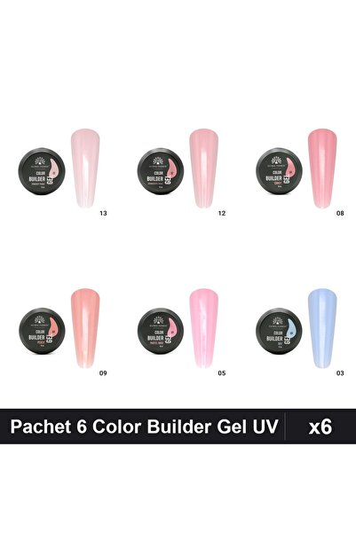 global fashion Set 6 Color Builder Gel UV 15g - Nr.03 Nr.05 Nr.08 Nr.09 Nr.12...