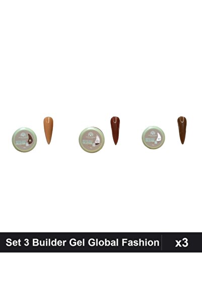 global fashion Set 3 Mocha Rose Builder Gel 15g - Nr.05, Nr.09, Nr.07