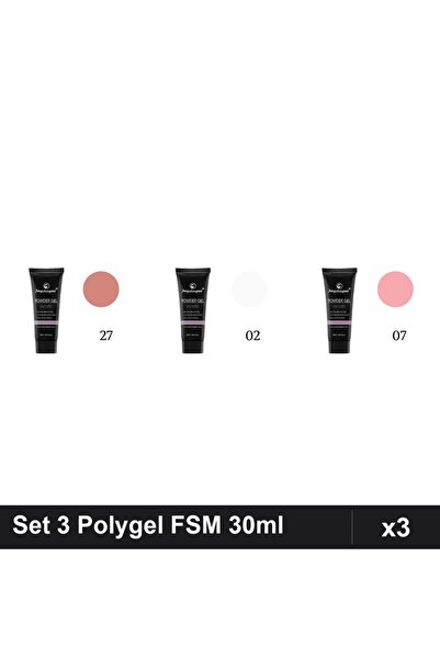 FSM Set 3 Polygel 30ml - Nr.27, Nr.02, Nr.07 - Constructie Unghii