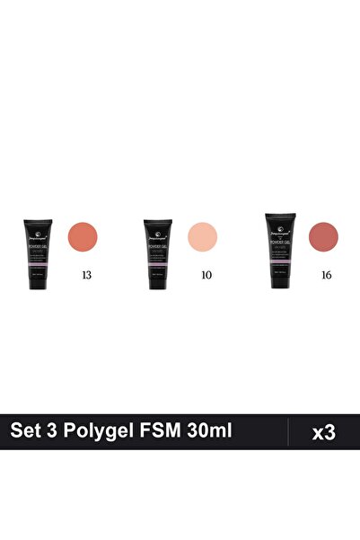 FSM Set 3 Polygel 30ml - Nr.13, Nr.10, Nr.16 - Constructie Unghii