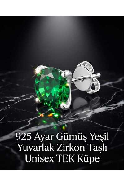 Lunexa 925 Ayar Gümüş Zirkon Taşlı Minimal Unisex Çivi Küpe 7mm TEK (GÖRSELDE...