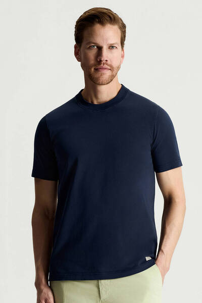 Hemington Saf Pamuk Bisiklet Yaka Lacivert T-Shirt