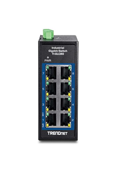 TRENDnet Mini switch industrial Gigabit cu 8 porturi pentru montaj pe șină DIN