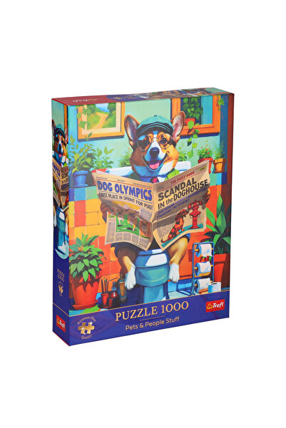 Trefl Puzzle 1000 Premium Plus Corgi pe toaletă