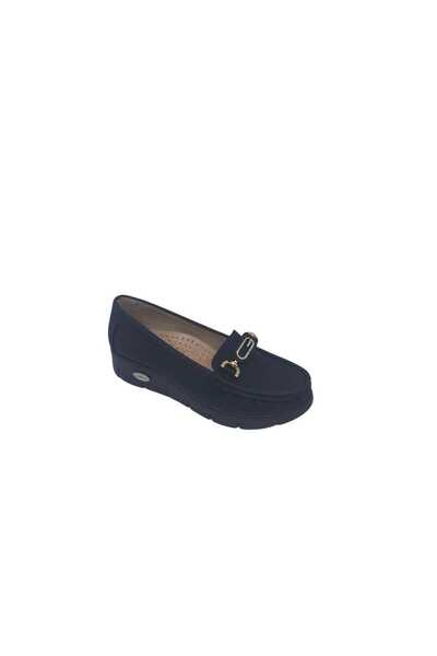 Zerhan 434 Women's Black Stone Buckle Wedge Heel Shoes