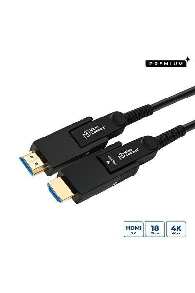 MicroConnect Cablu HDMI Premium cu fibră optică, tip D - tip D, cu adaptor du...