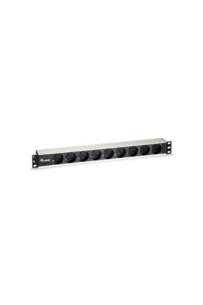 EQUIP Bandă de priză de 19 inch, 9xSchuko, standard 90°, sigură. Alu.