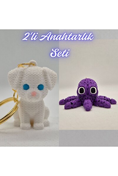 3DAtölyeMaker White Knitted Pattern Dog-2 and Purple Knitted Pattern Octopus ...