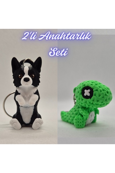 3DAtölyeMaker Black Border Flexible Dog and Green Knitted Pattern Moving Dino...