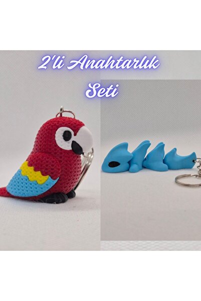 3DAtölyeMaker Fire Engine Red Knitted Pattern Parrot and Light Blue Flexible ...