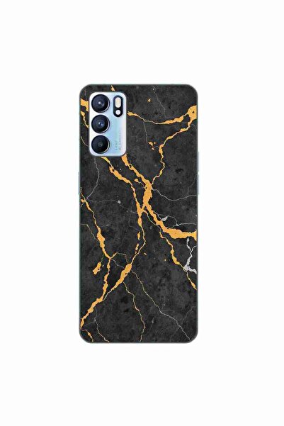 OEM Θήκη συμβατή με Oppo Reno6 5G Σιλικόνης Gel TPU Μοντέλο Μαύρο Χρυσό Μάρμαρο