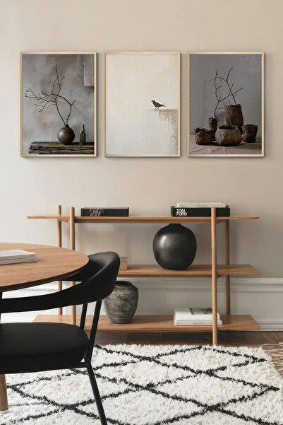 Muyika Design Dekoratif Duvar Tablosu Seti Ahşap Çerçeveli Modern Yatak Odası...
