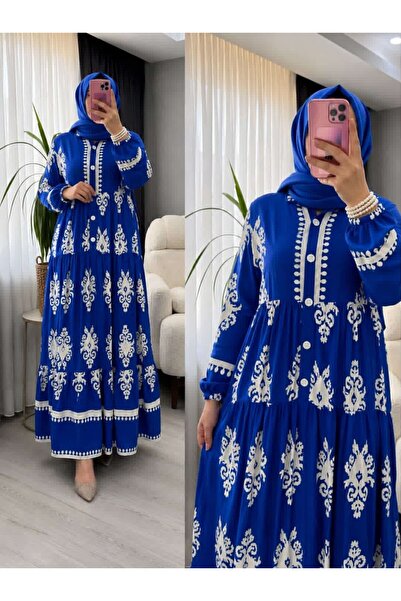 saru collection Desenli viskon elbise
