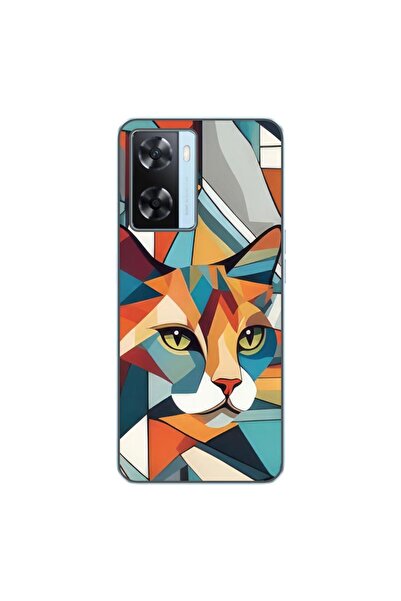 OEM Husa compatibila cu Oppo A57s Silicon Gel Tpu Model Cubic Cat Art