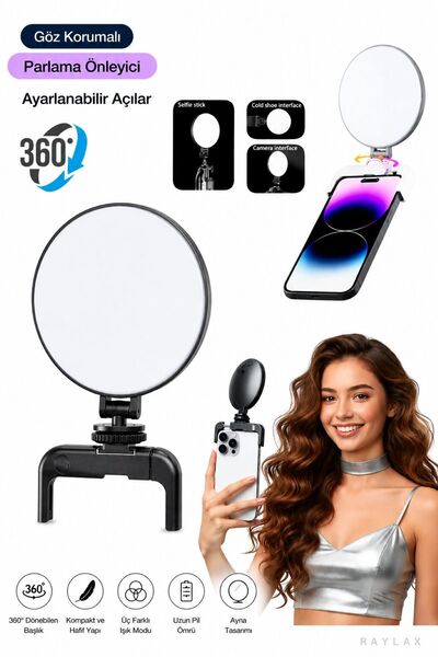 RAYLAX Led Işık Çok Amaçlı 3 Işık Modu LED Video Işığı–Telefon Kamera Profesy...