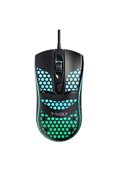 V15 RGB Gaming Mouse Kablolu 4800 DPI Petek Tasarım Işıklı Oyuncu Mouse