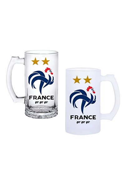 Ghostbastır France National Team Beer Glass with Handle Frosted or Transparen...
