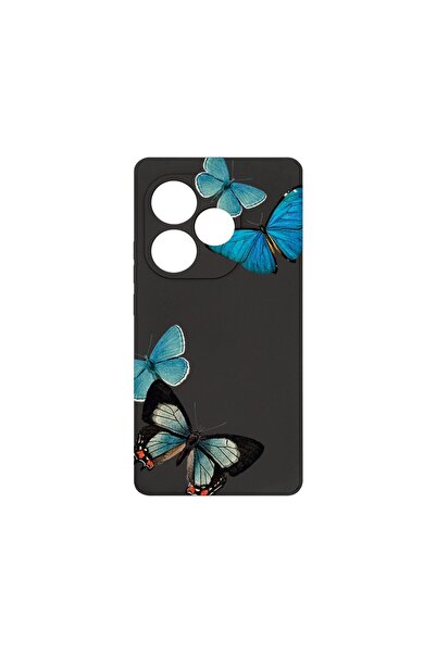 bestcase Husă Premium din Silicon, Compatibilă cu Realme GT 6, Fluturi Albașt...