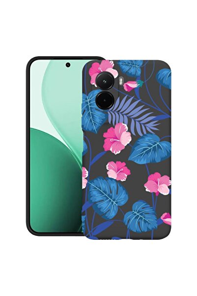 bestcase Υπέρλεπτη Θήκη TPU Συμβατή με Poco M7, με Σχέδιο Τροπικών Μπλε Λουλο...