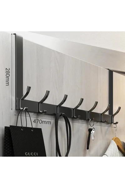 Choice Black 7 hooks Over-the-Door Home Organizer Rack Quick Install Clothes ...