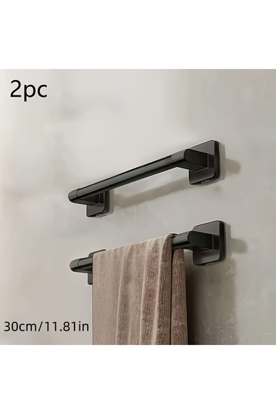 Choice4 2pc Black 30CM 2pcs Bathroom Towel Rack Wall Mounted Towel Rack Saves...