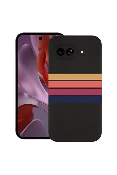 bestcase Калъф за Google Pixel 9a, Ретро линии, Тънък силиконов 0.8ММ, Удароу...