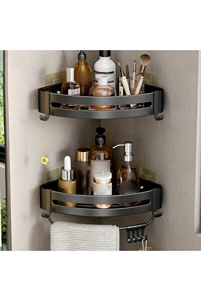 Choice1 Black 2Triangle Rod 1pc Non-Drill Aluminum Bathroom Storage Rack - Wa...