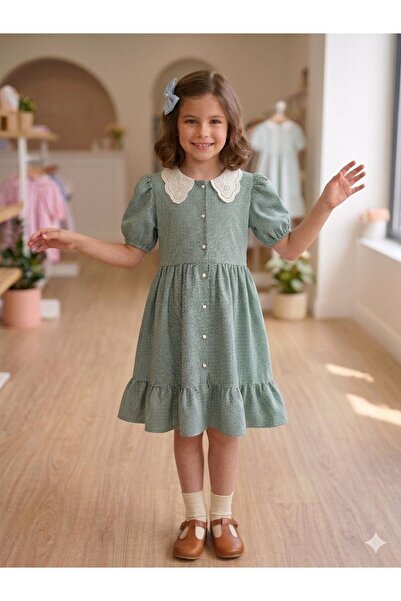Zelhankids Rochie pentru copii vintage cu guler pregătit de miercuri