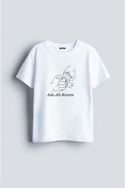MODA Kişiye Özel İsim Baskılı Baba Anne Bebek Aile Beyaz Tişört