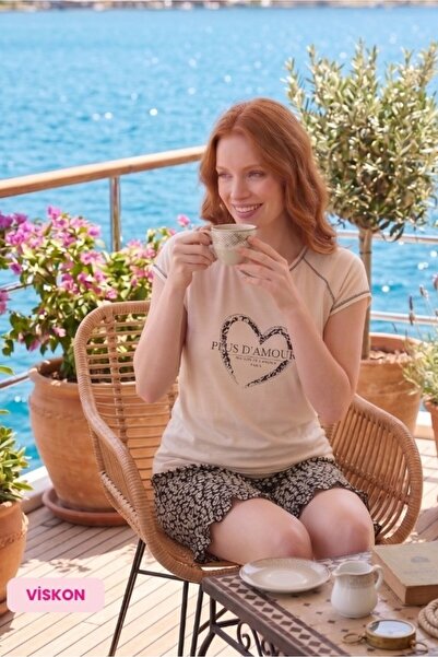 GUAVA+ Women's Buttonless Crew Neck Summer Viscose Short Sleeve Mini Shorts P...