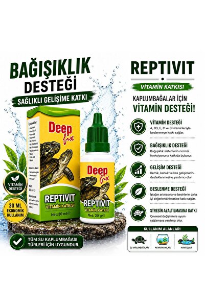 Deep Fix Reptivit Kaplumbağa Vitamin Katkısı 30 ml | Güçlü Bağışıklık ve Sağl...