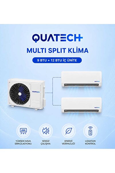 QUATECH Multi Split Klima 9.000 + 12.000 Btu/h | 1 Dış Ünite 24000 Btu/h A++ ...