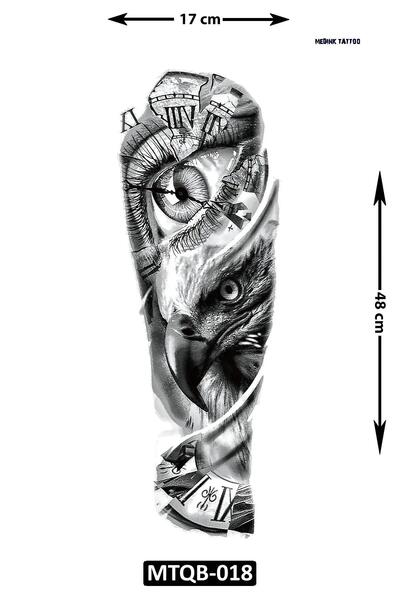 Attach MTQB-018 GÖZ VE KARTAL DESEN GEÇİCİ KOL DÖVMESİ-TATTO