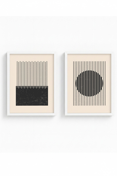 huhuli White Wooden Framed 2 Piece Set Painting Huhu82