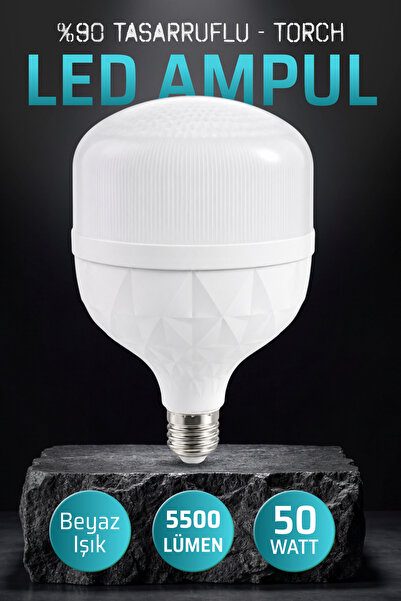 Badem10 Elit Torch 50W Led Ampul 5500 Lümen Yüksek Tasarruflu Uzun Ömürlü Sta...