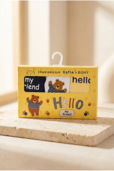Katia&Bony Girl's Teddy Printed Boxed 3-Piece Slip