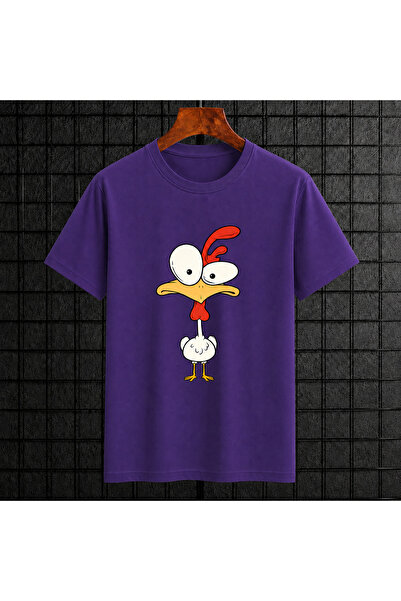 VODEXA Women's Oversize T-Shirt Chicken Printed 100% Cotton T-Shirt Comfortab...