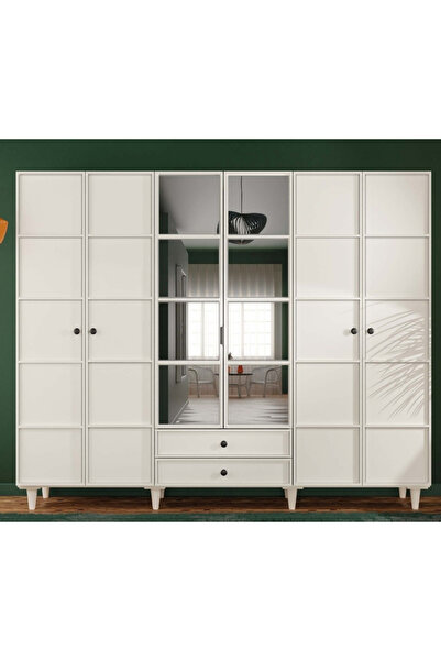 miracool Zambak 6 Kapaklı Gardrop / 6 Kapılı Dolap / Komple MDF / Modern Tasarım