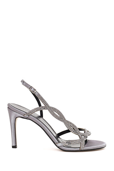 Derimod Women's Silver Ankle Buckle Thin Heel Stone Sandals 26Sfe3914Ts