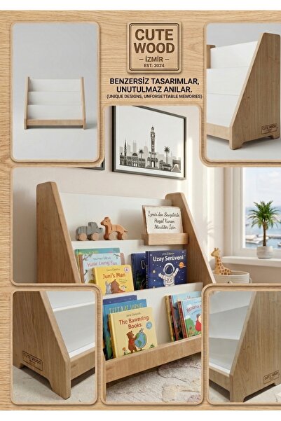 Cute&Wood Cute Wood Montessori Ahşap Çocuk Yer Kitaplığı - Çocuk Odası Bebek ...